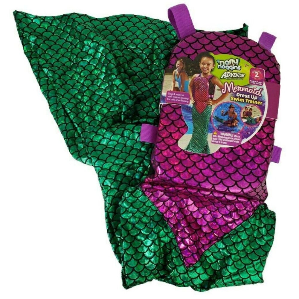 Narly Noggins Mermaid Swim Trainer Float Medium Large Purple Green 33-55 lbs